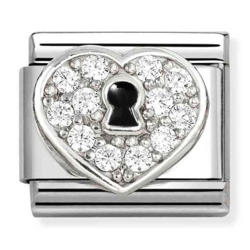 Silvershine CZ Key/Heart Charm