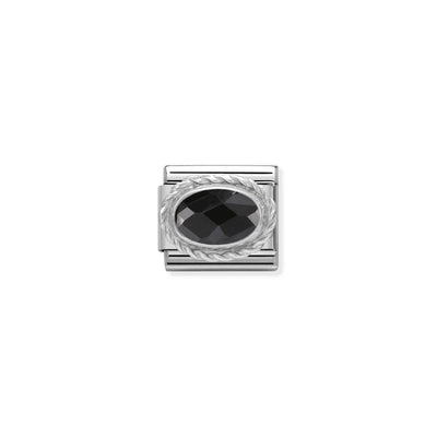 Silvershine Black Oval Stone Charm