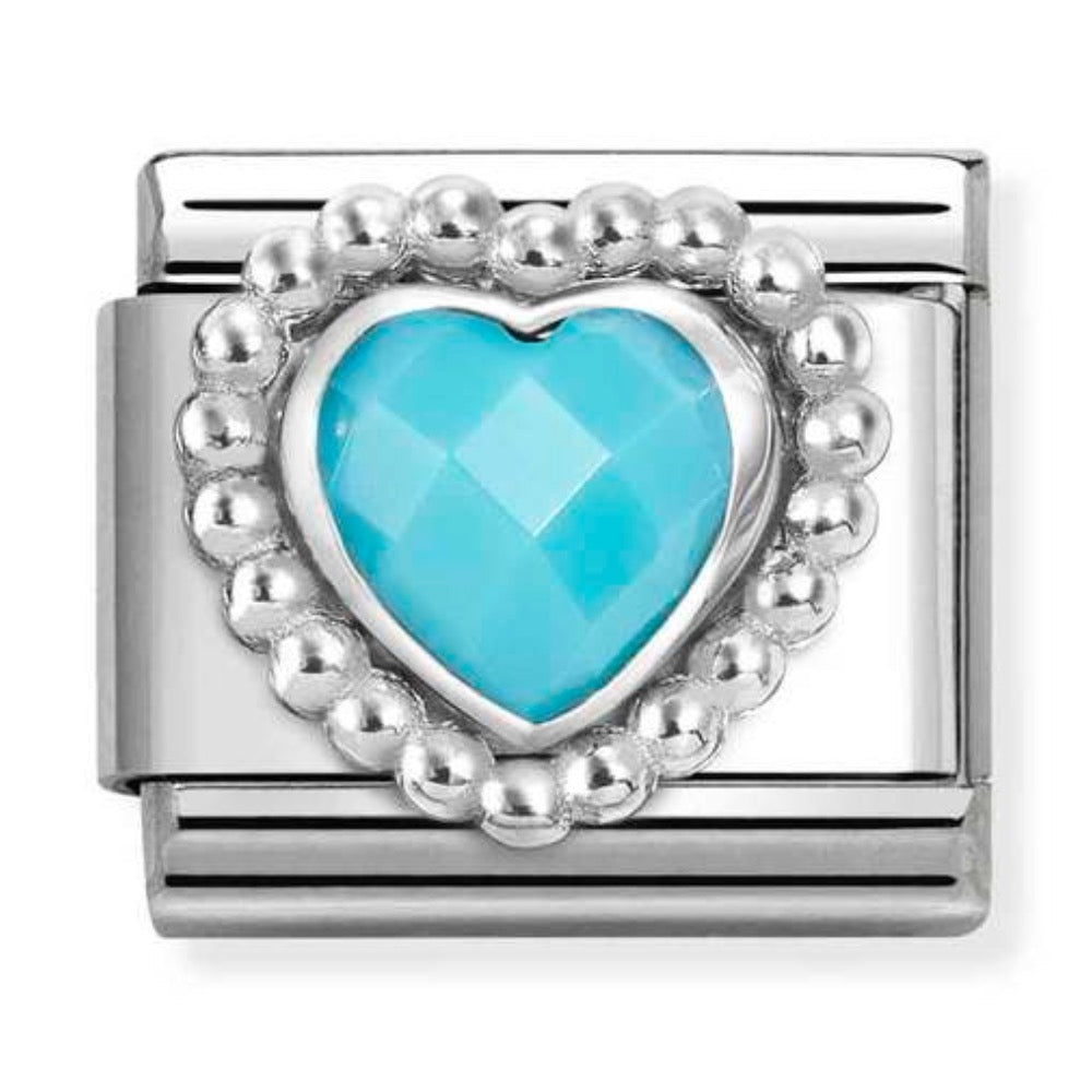 Silvershine Blue Heart Stone Charm