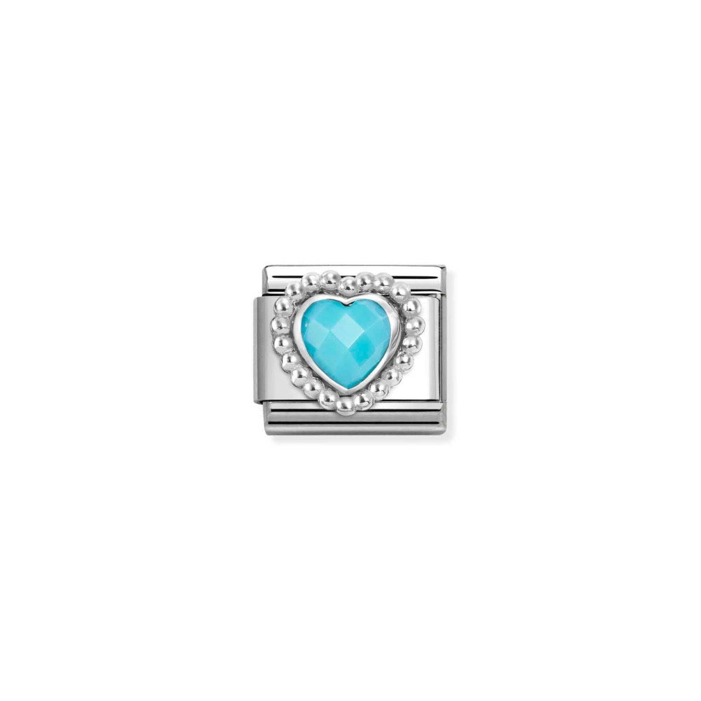 Silvershine Blue Heart Stone Charm
