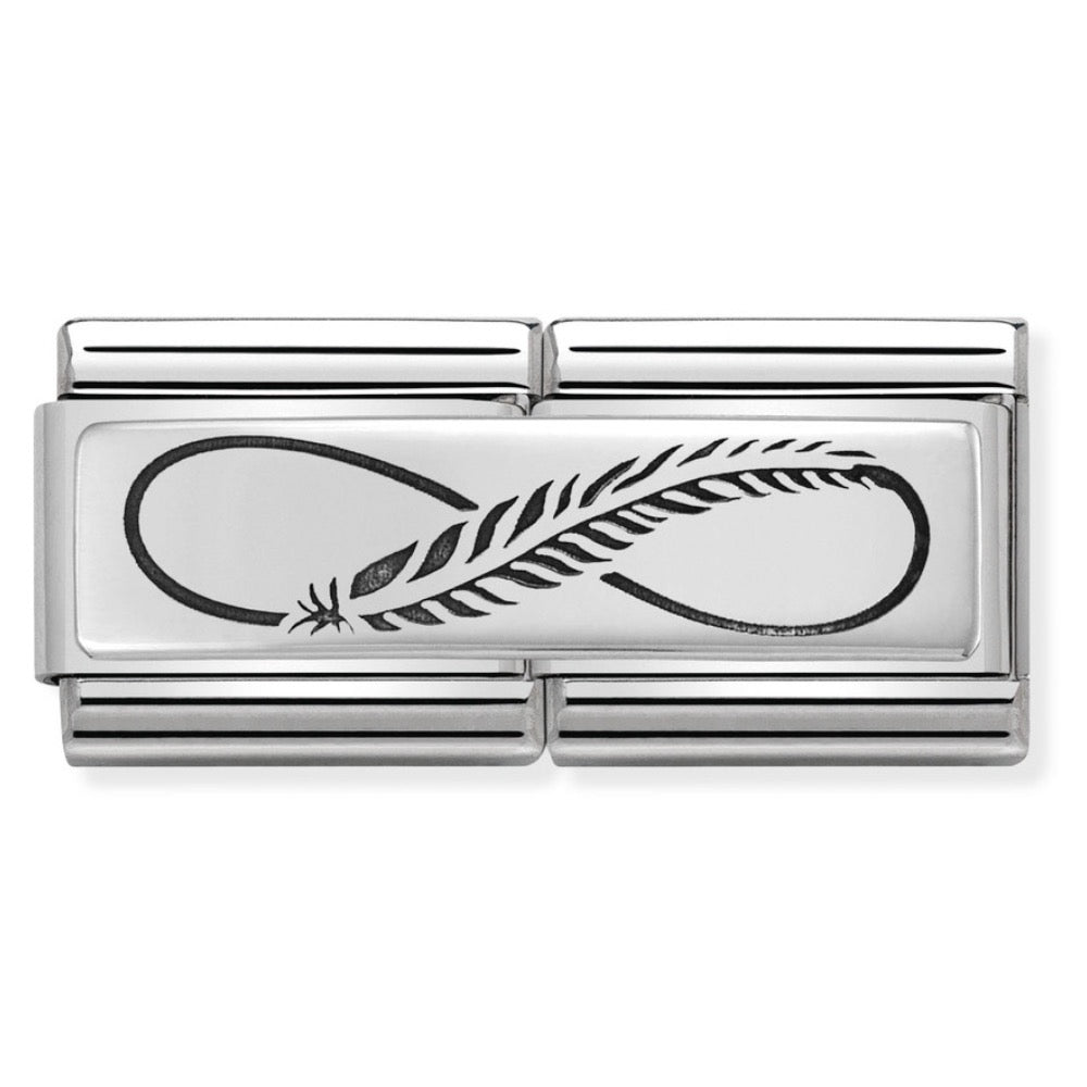 Silvershine Double Feather Infinity Charm