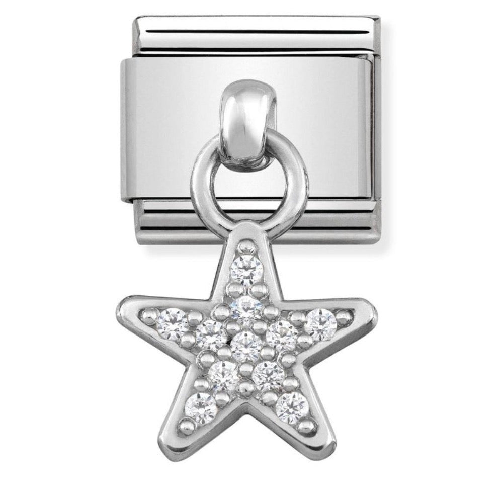 Silvershine Drop CZ Star Charm