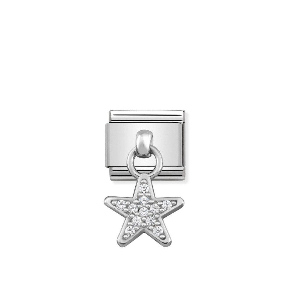Silvershine Drop CZ Star Charm
