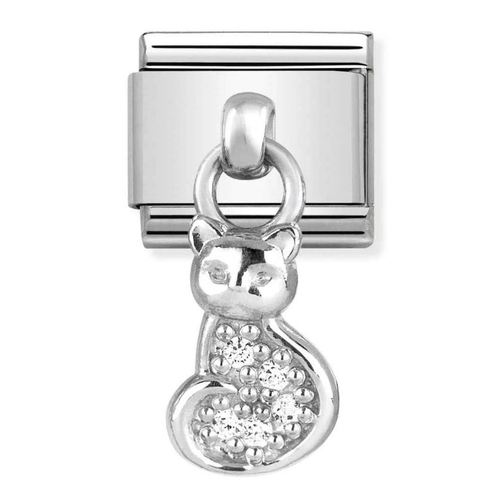 Silvershine Drop CZ Cat Charm