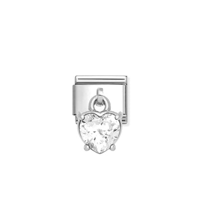 Silvershine Heart Stone Set Drop Charm