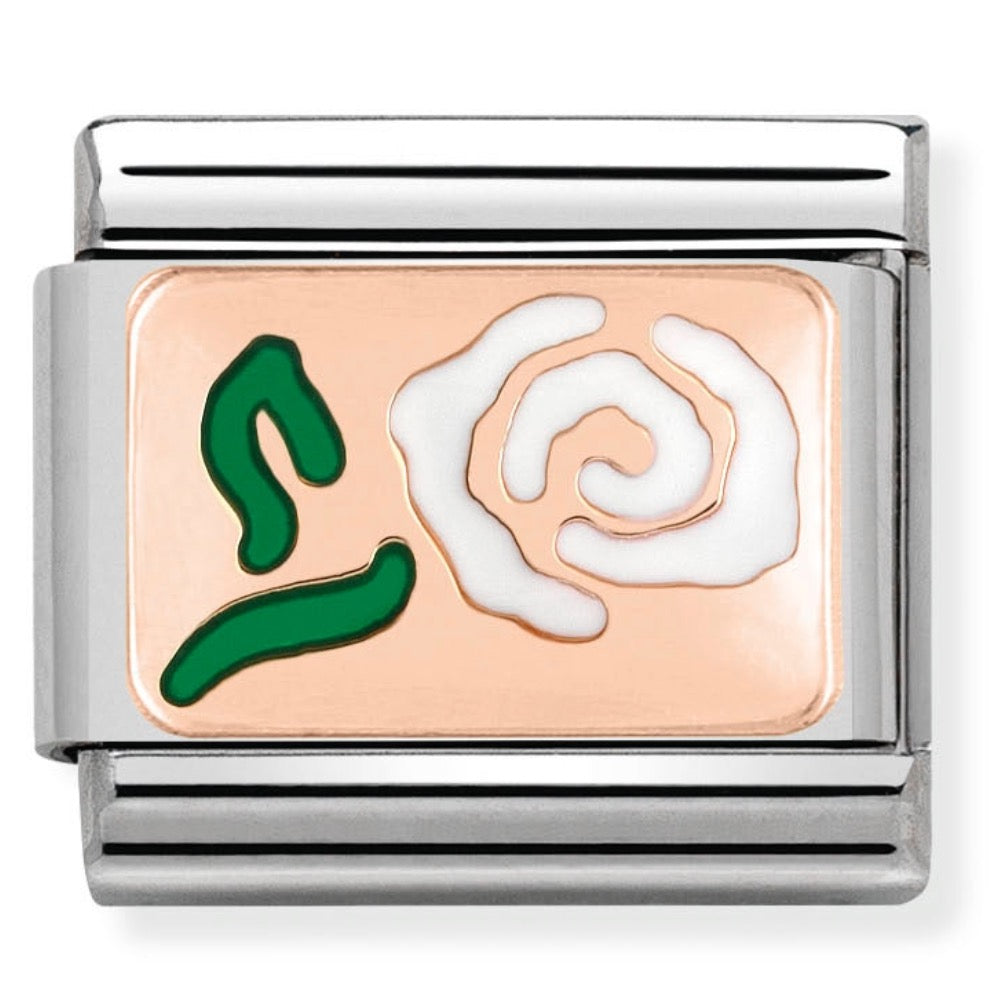 Rose Gold White Rose Charm