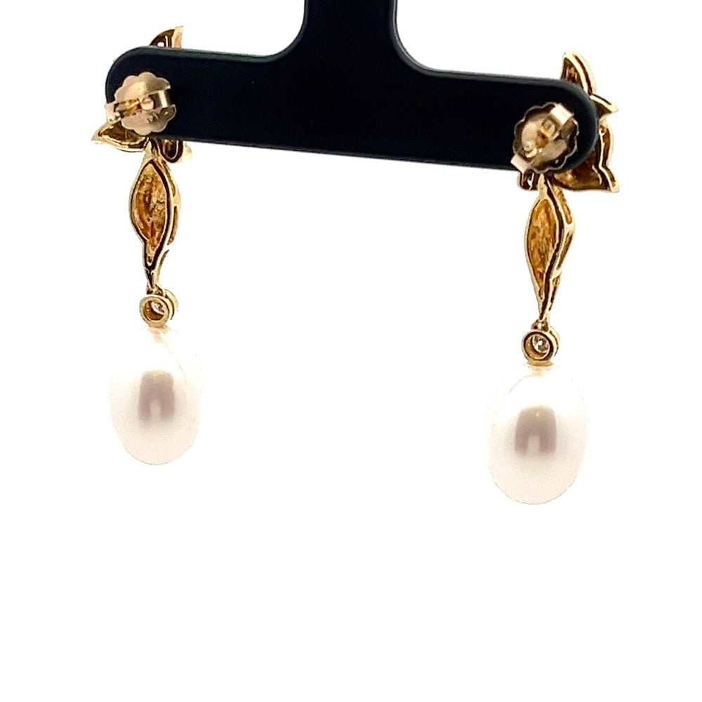 14ct Gold Cultured Pearl Earrings N.V. £1200