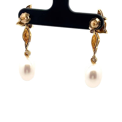 14ct Gold Cultured Pearl Earrings N.V. £1200