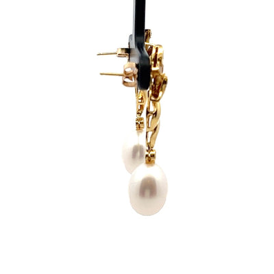 14ct Gold Cultured Pearl Earrings N.V. £1200