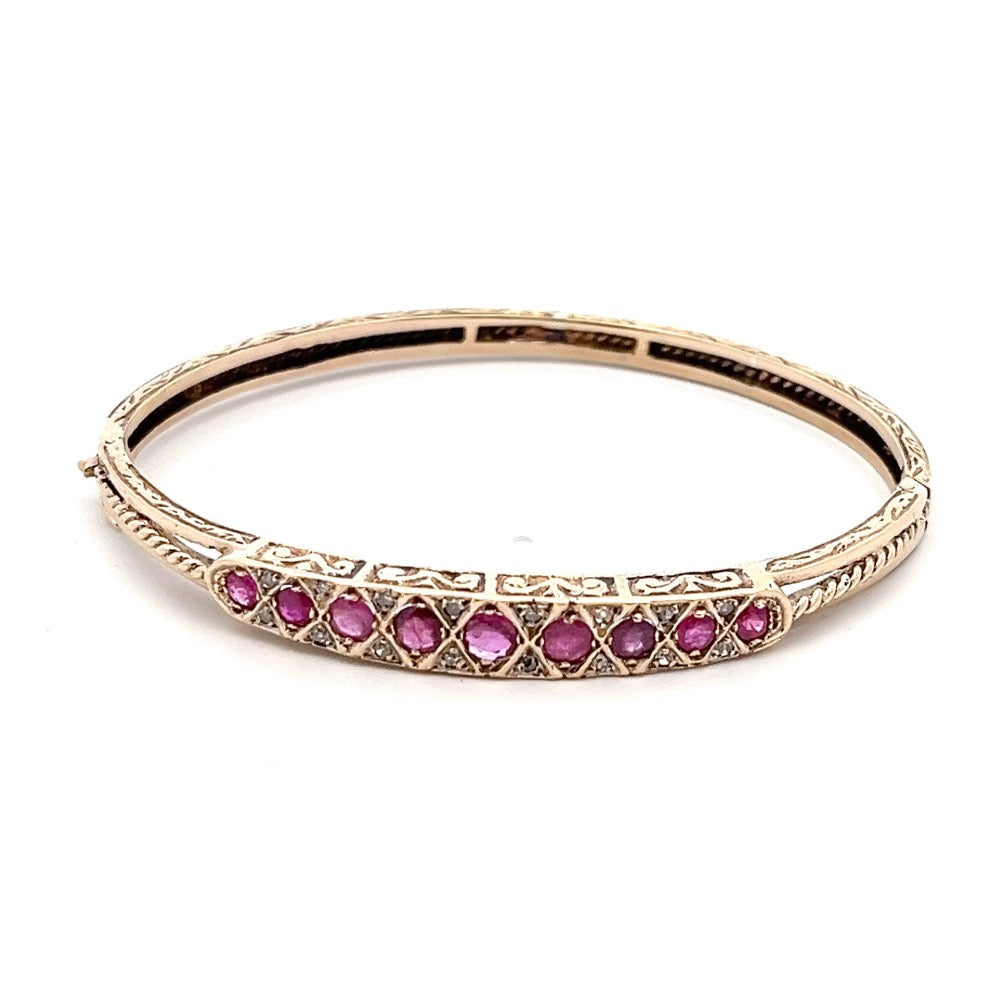 Early 20th Century 9ct Diamond & Ruby Bangle N.V. £2200