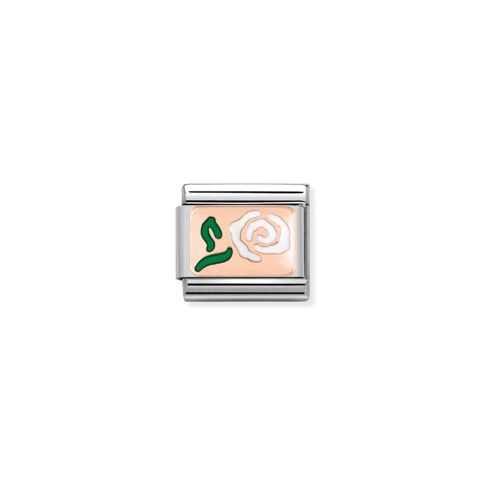 Rose Gold White Rose Charm