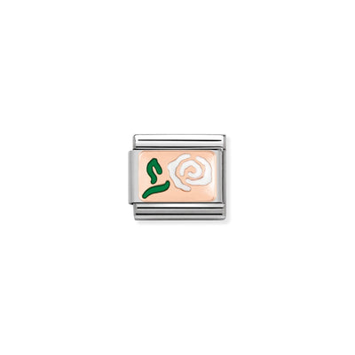 Rose Gold White Rose Charm