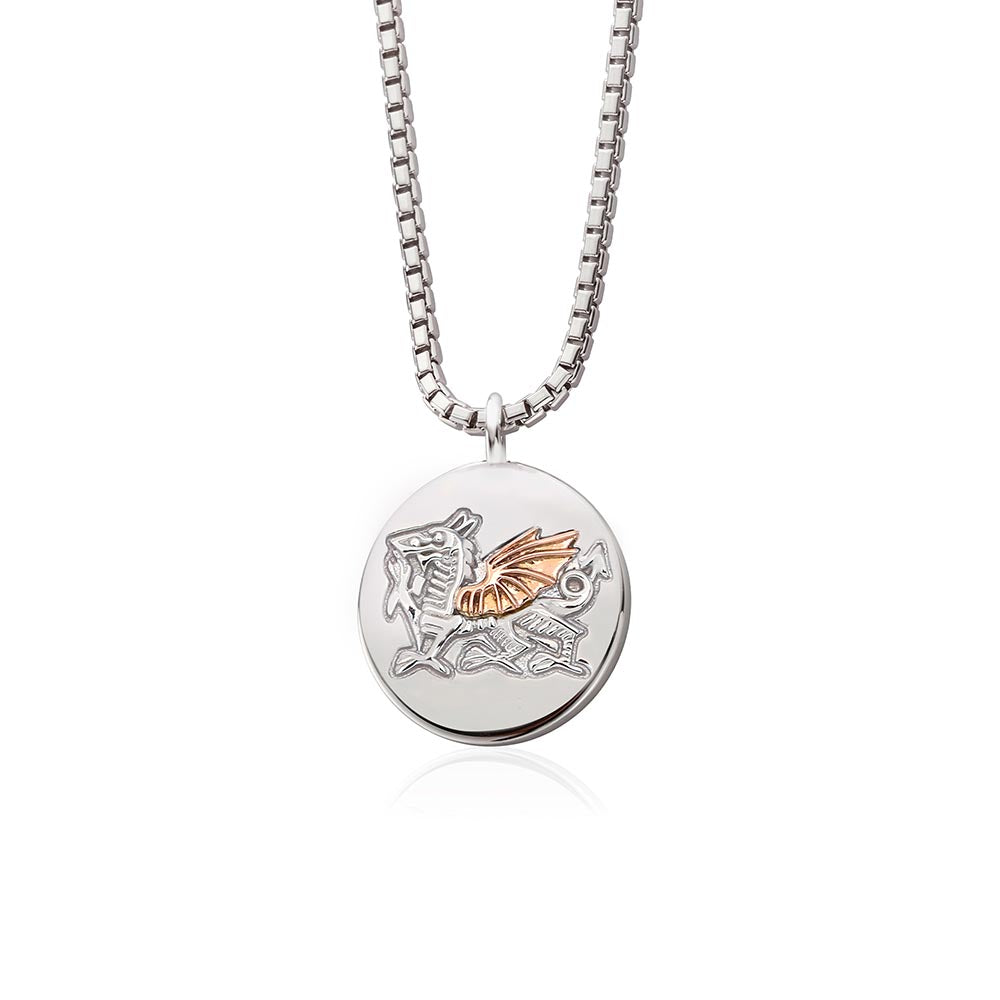 Clogau Silver & 9ct Gold Welsh Rugby Union Pendant & Chain