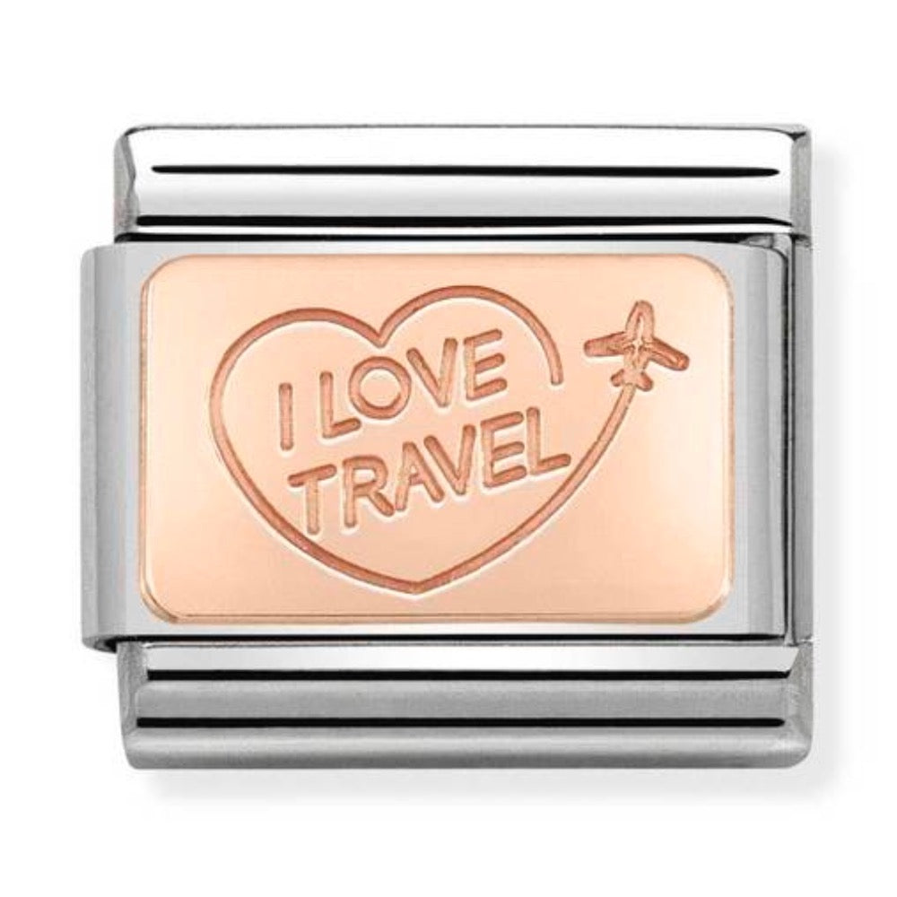Rose Gold I Love Travel Charm