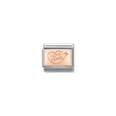 Rose Gold I Love Travel Charm