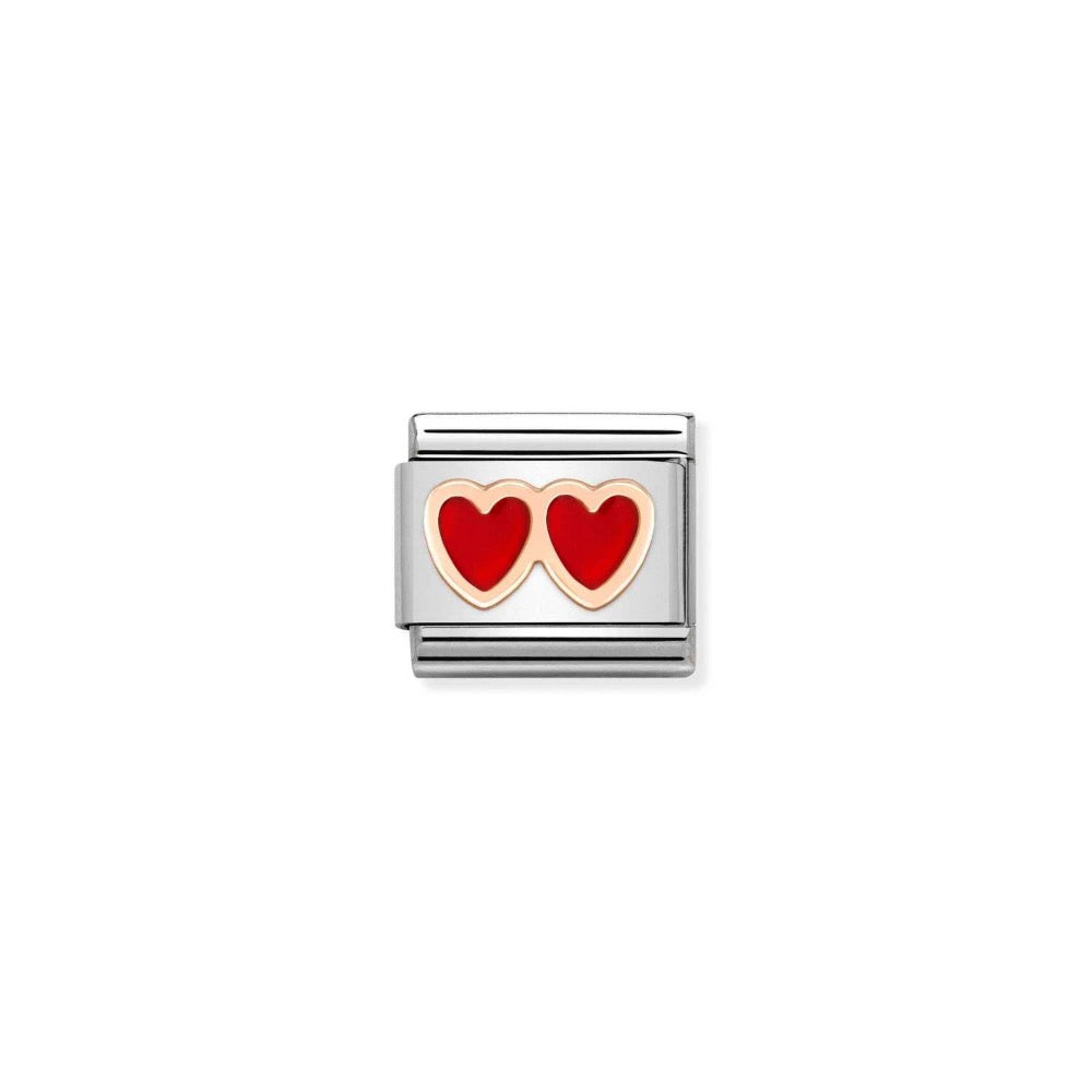 Rose Gold Double Enamel Heart Charm