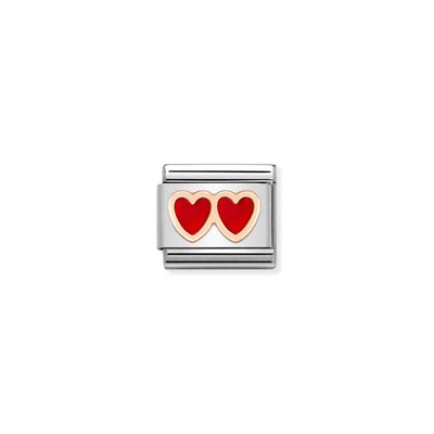 Rose Gold Double Enamel Heart Charm