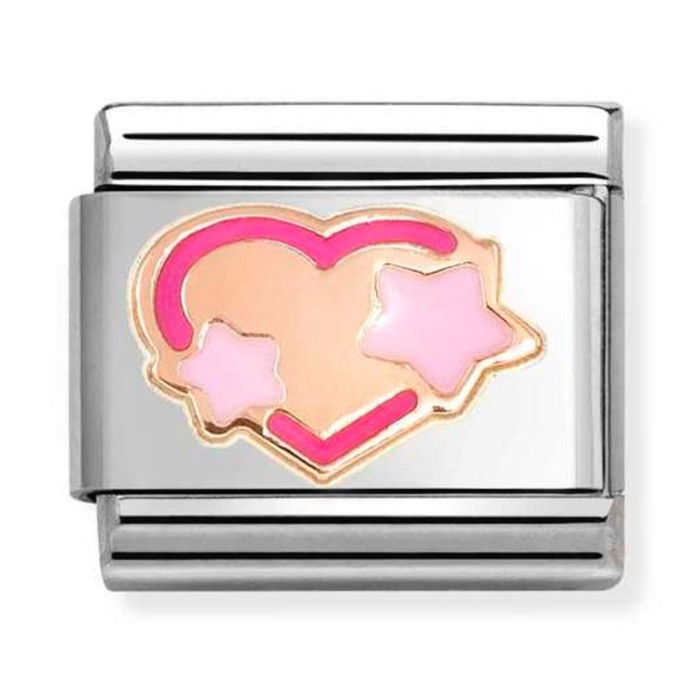 Rose Gold Pink Fuschia Heart Charm