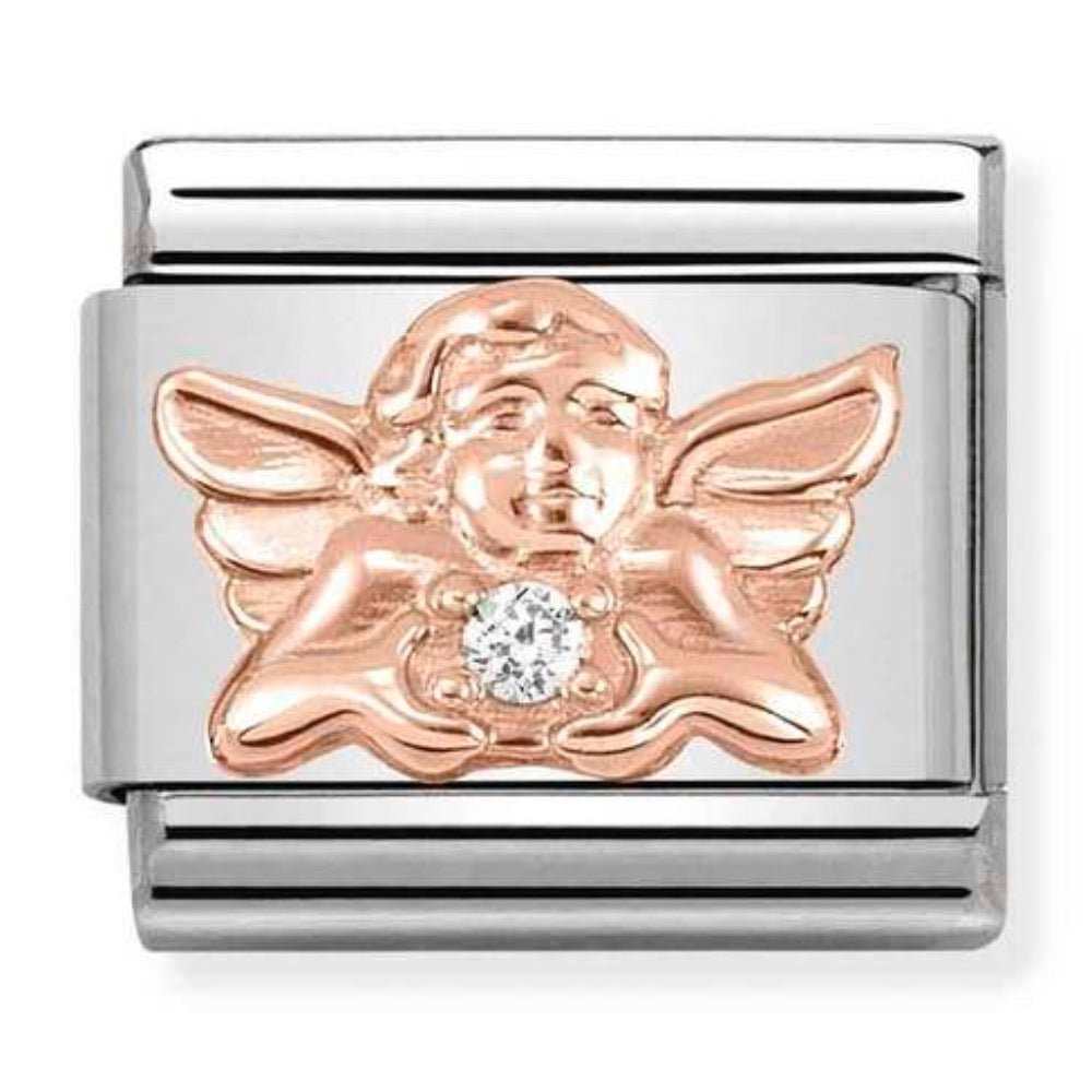 Rose Gold CZ 3D Angel Charm