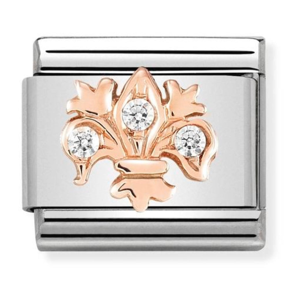 Rose Gold CZ White Lily Charm