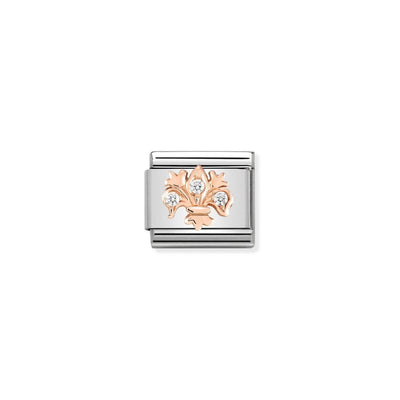 Rose Gold CZ White Lily Charm