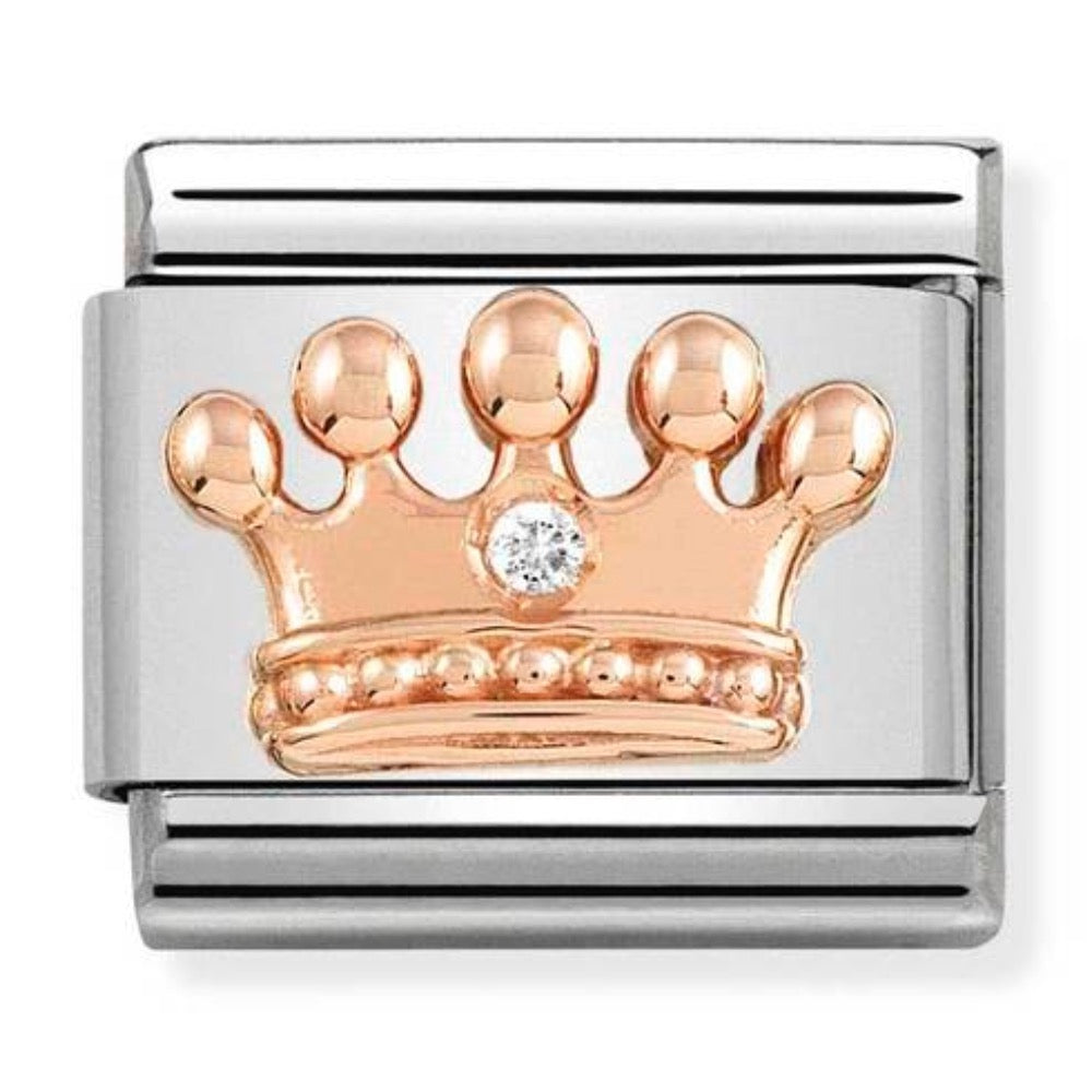Rose Gold CZ Crown Charm