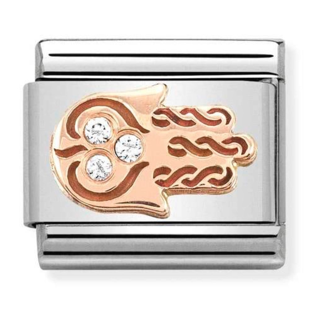 Rose Gold CZ Hand Of Fatima Charm