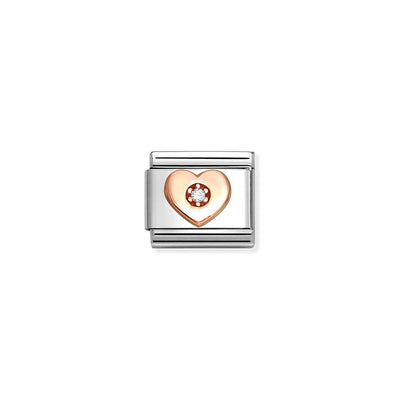 Rose Gold White CZ Heart Charm