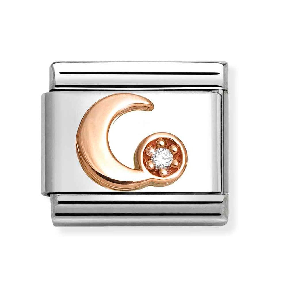 Rose Gold Moon CZ Charm