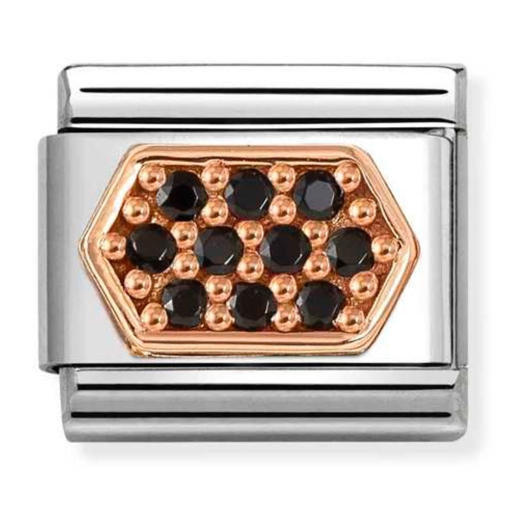 Rose Gold CZ Black Charm