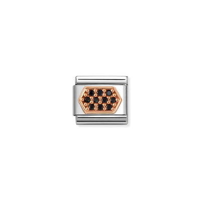 Rose Gold CZ Black Charm