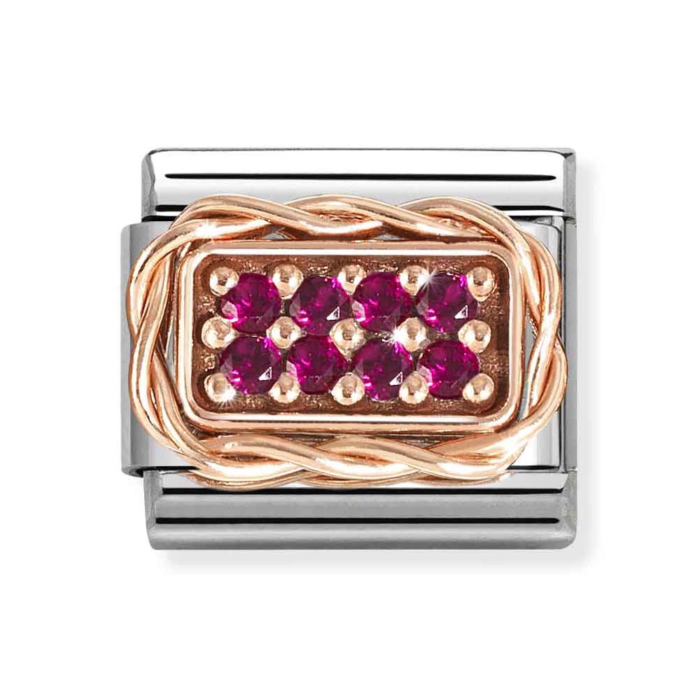 Rose Gold Red CZ Charm