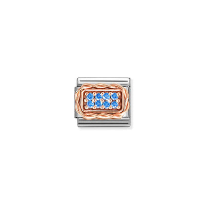 Rose Gold Blue CZ Charm