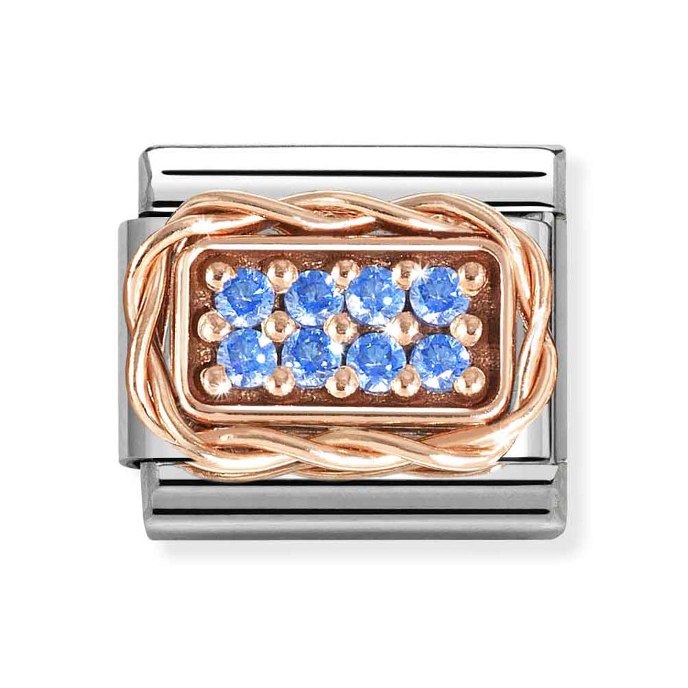 Rose Gold Blue CZ Charm