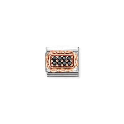 Rose Gold Black CZ Charm