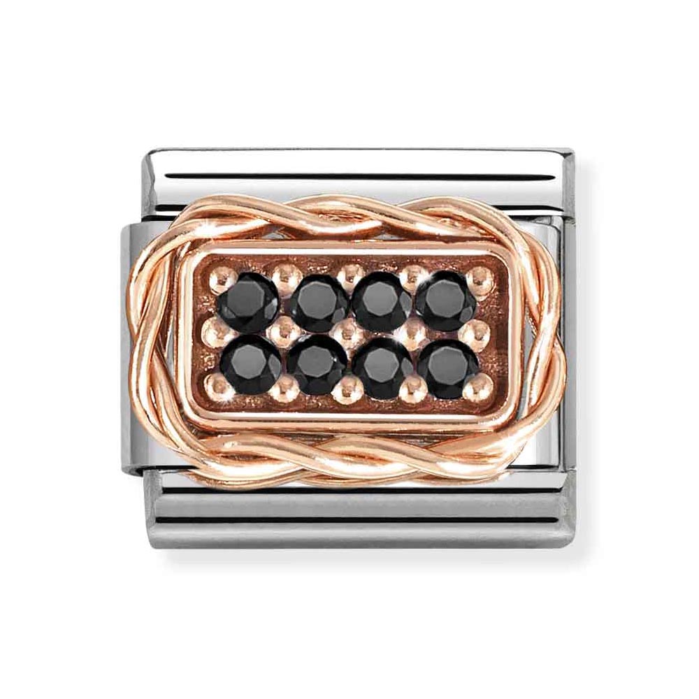 Rose Gold Black CZ Charm