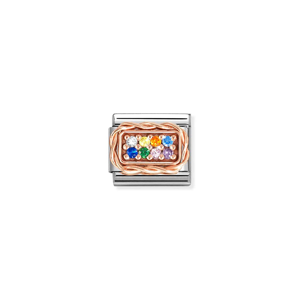 Rose Gold Rainbow CZ Charm