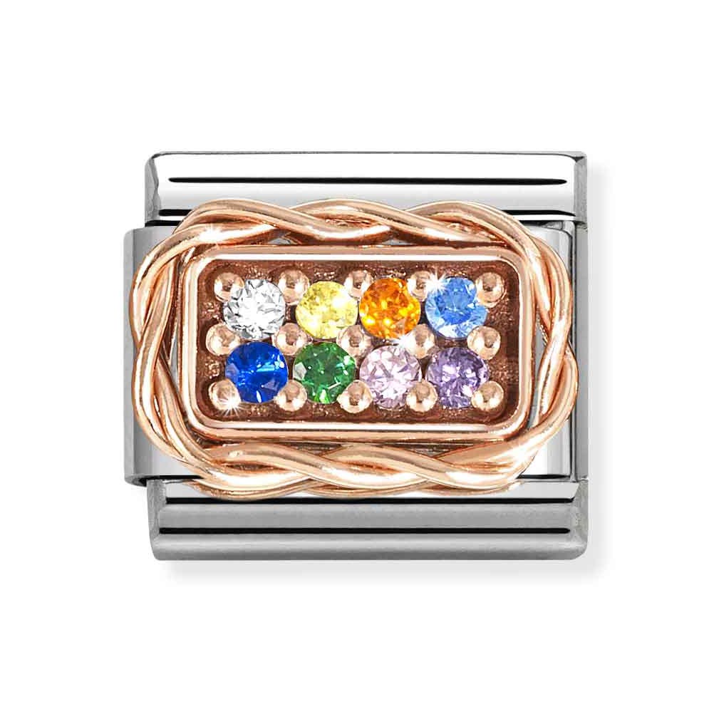 Rose Gold Rainbow CZ Charm