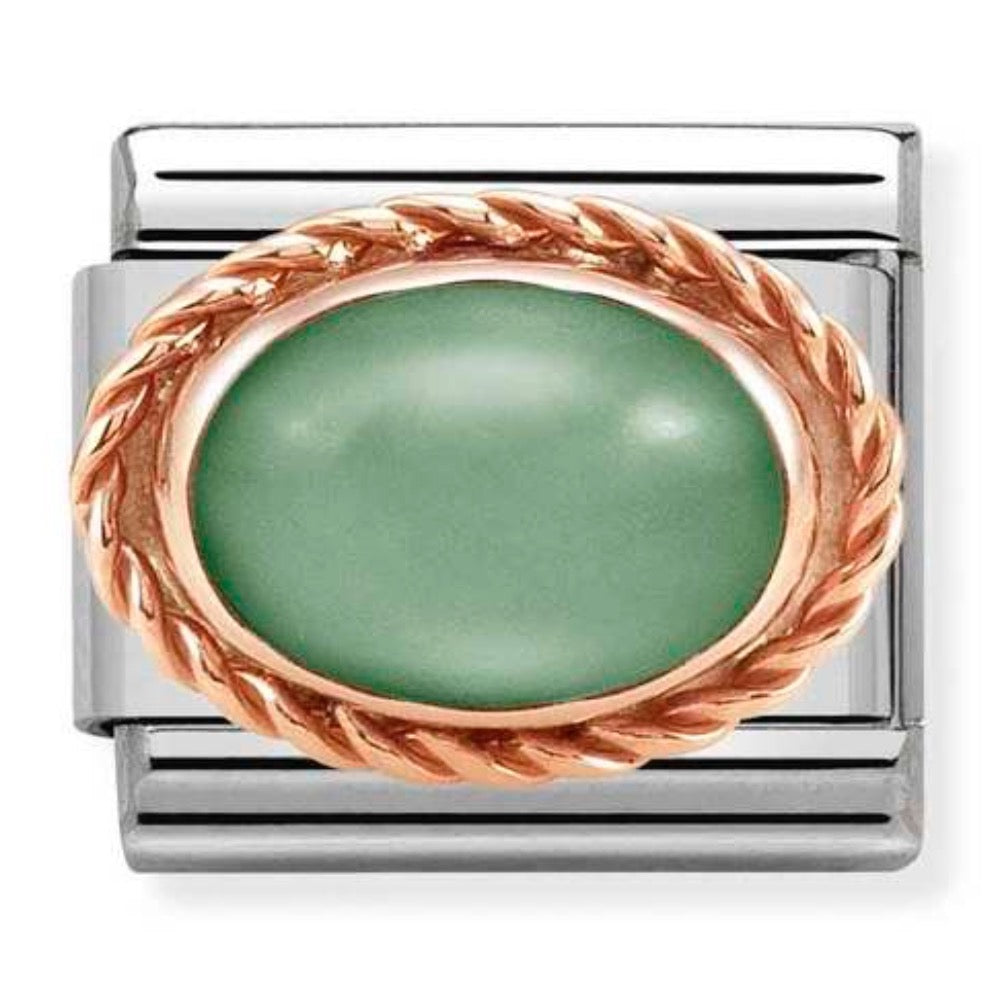 Rose Gold Green Oval Charm