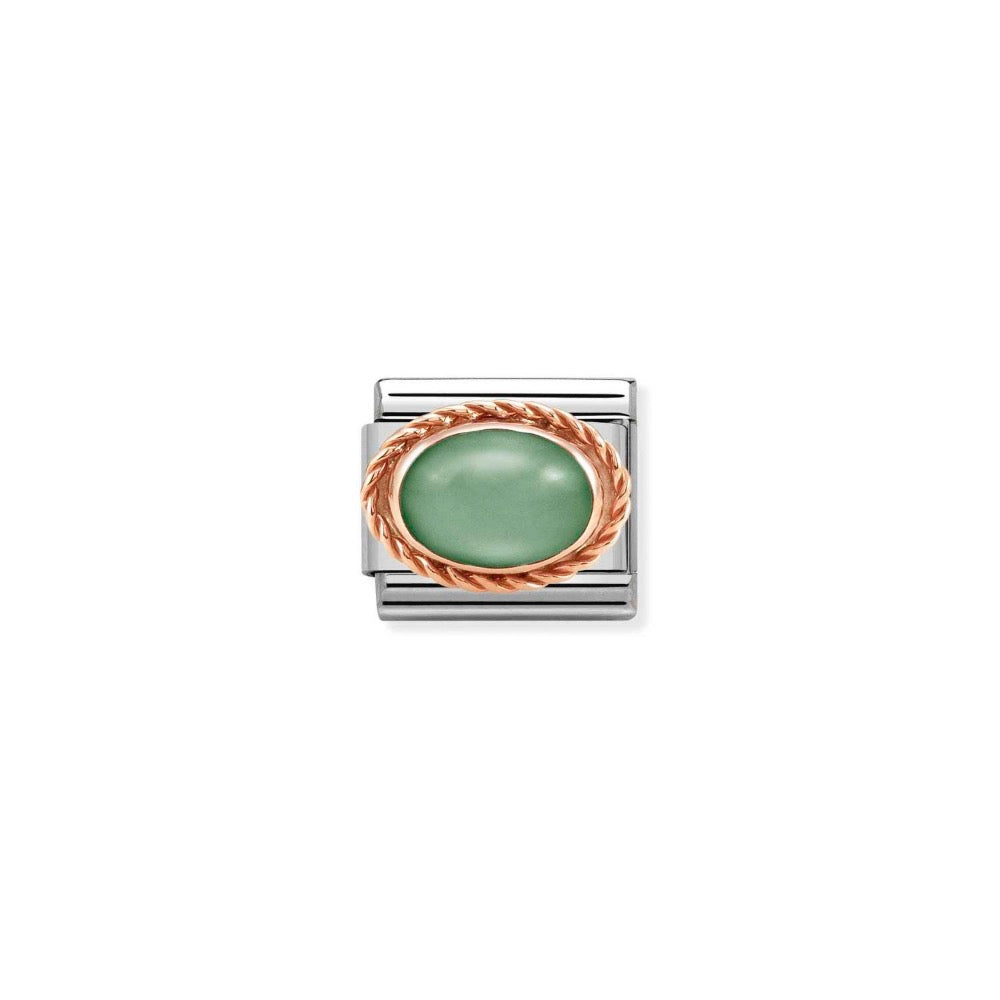 Rose Gold Green Oval Charm