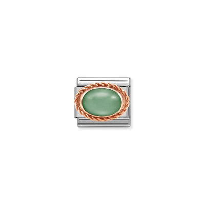 Rose Gold Green Oval Charm