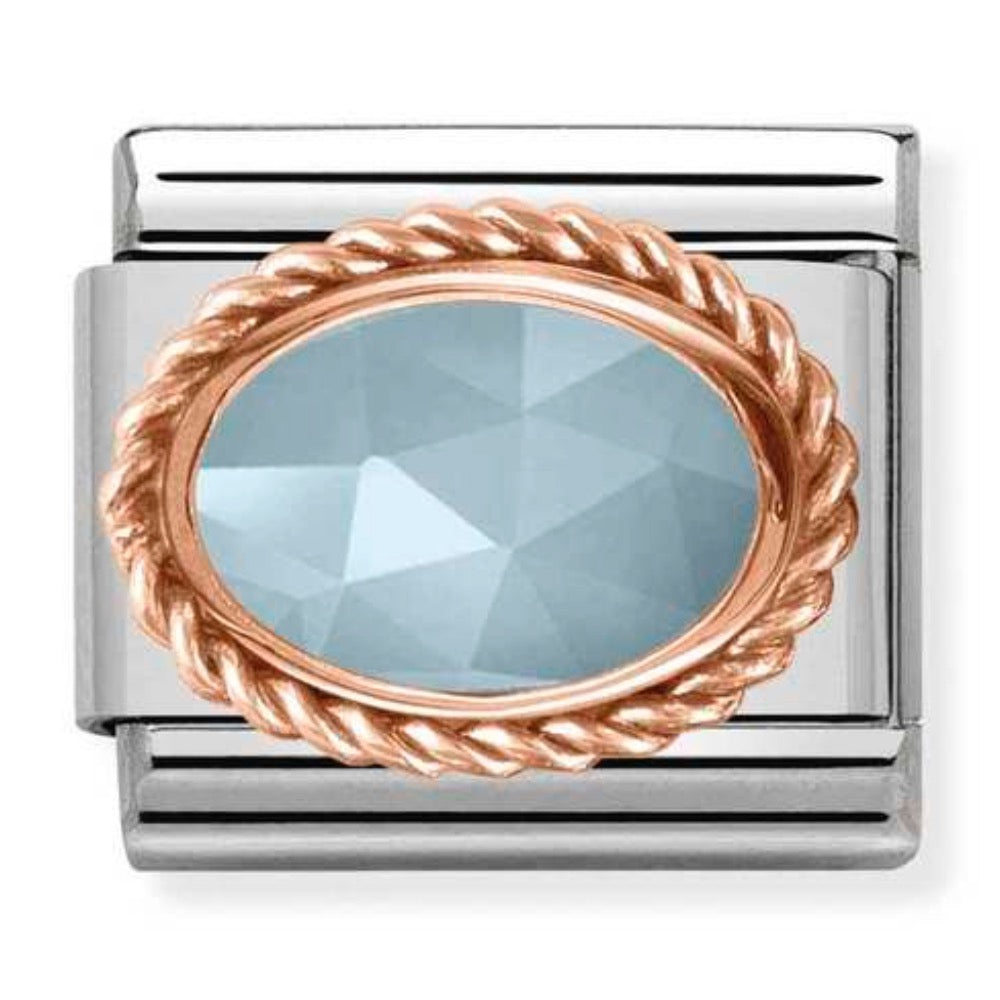 Rose Gold Aqua Oval Charm