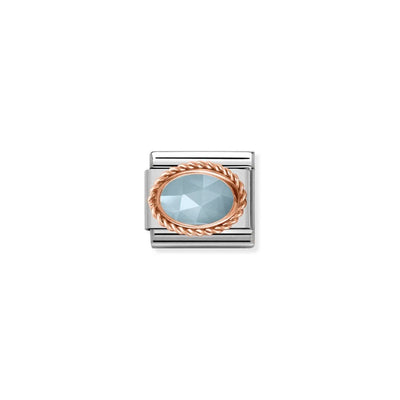 Rose Gold Aqua Oval Charm