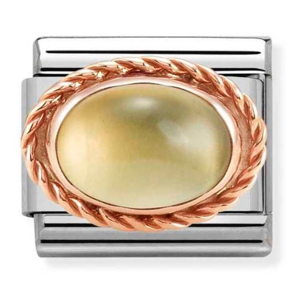 Rose Gold Citrine Oval Charm