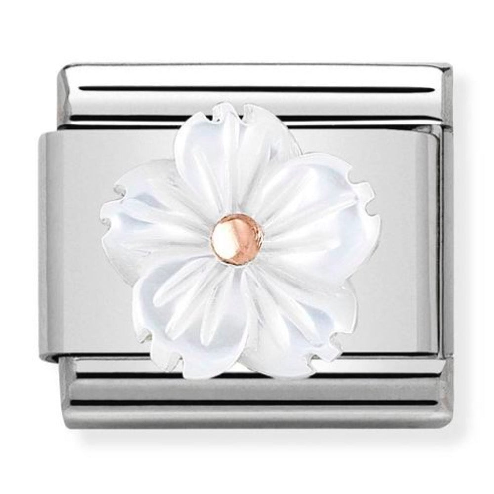 Rose Gold 3D Resin White Flower