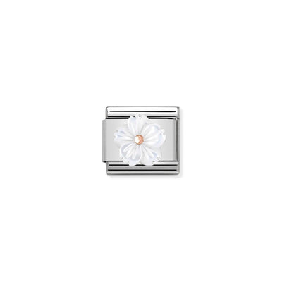 Rose Gold 3D Resin White Flower