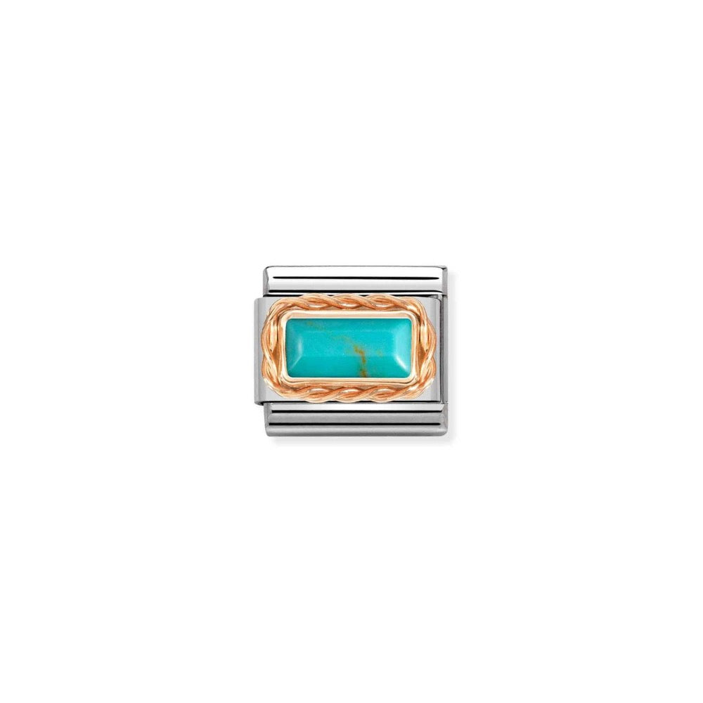 Rose Gold Turqoise Rectangular Charm