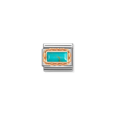 Rose Gold Turqoise Rectangular Charm