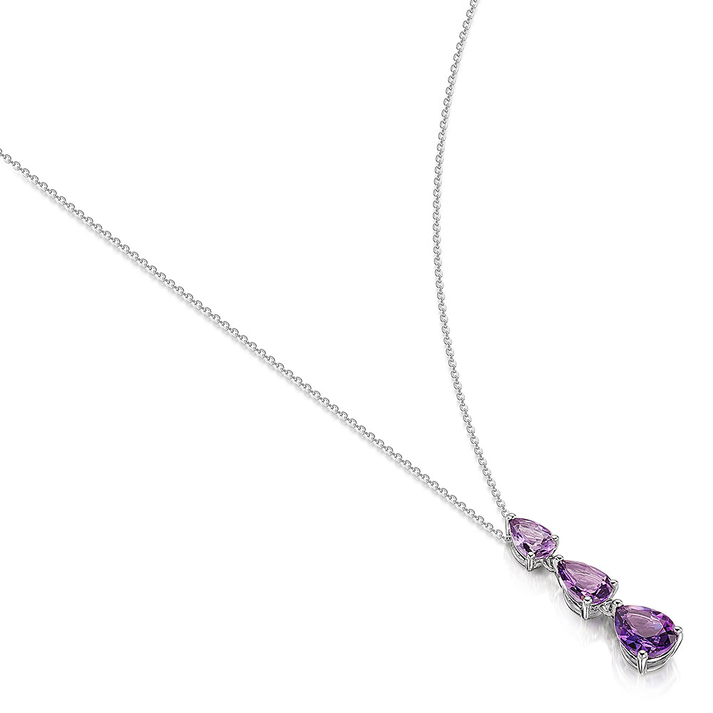 9ct White Gold Amethyst Necklace