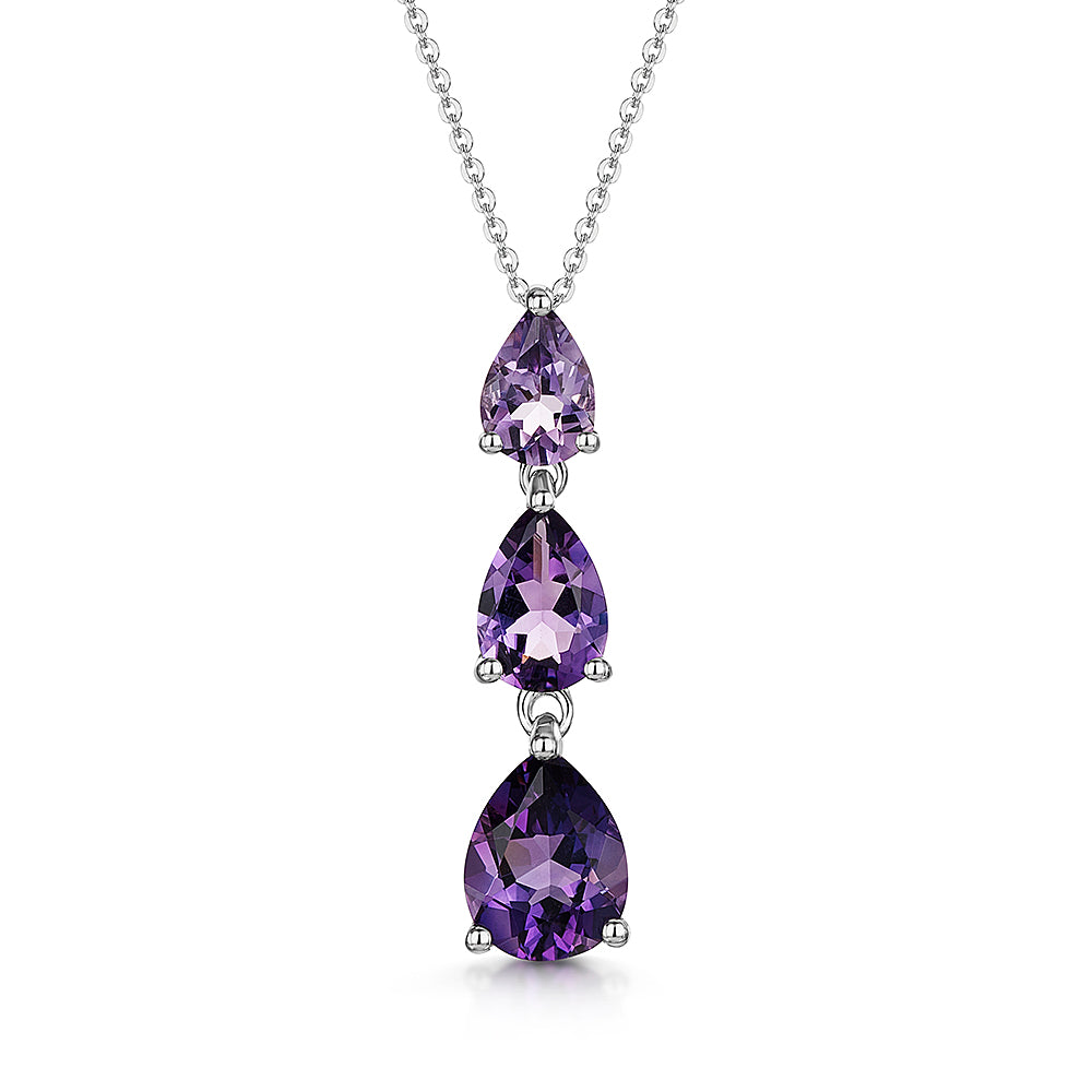9ct White Gold Amethyst Necklace